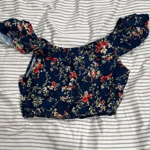 Xhilaration Navy Floral Crop Top